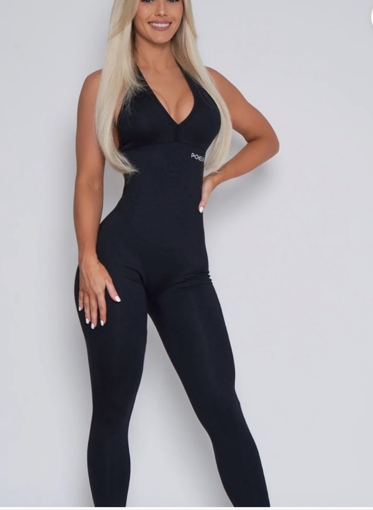 Pchee Bum Black scrunch Butt Air Brushed Jumpsuit